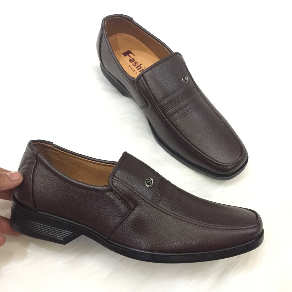 Giày NAM trung niên da mềm may đế nâu ( Shop Vina Store )