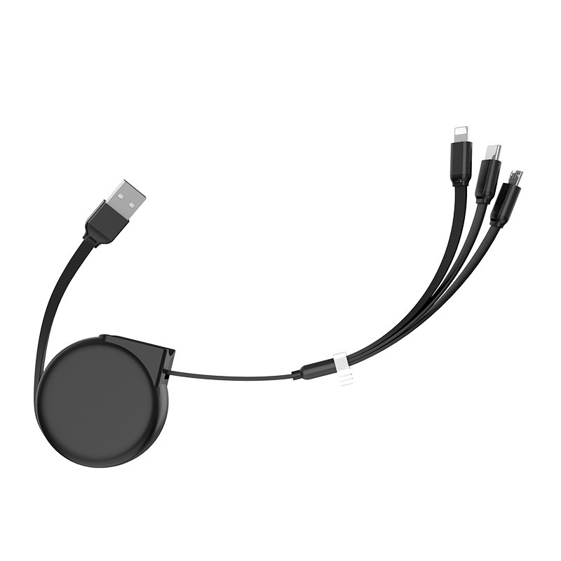 Cáp Sạc Dây Rút 3 Đầu Hoco U50 IPhone - Micro Usb - Type C 1M - BH 3 Tháng 1 đổi 1