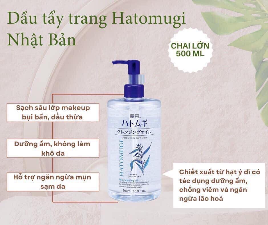 Dầu Tẩy Trang Hatomugi 500ml Nhật Bản