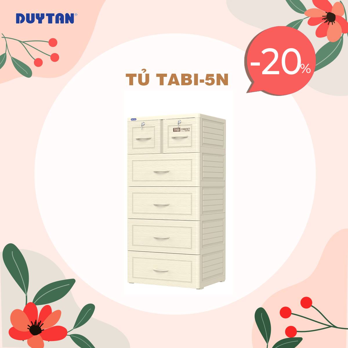 Tủ nhựa Duy Tân 5 tầng Tabi Vân Gỗ