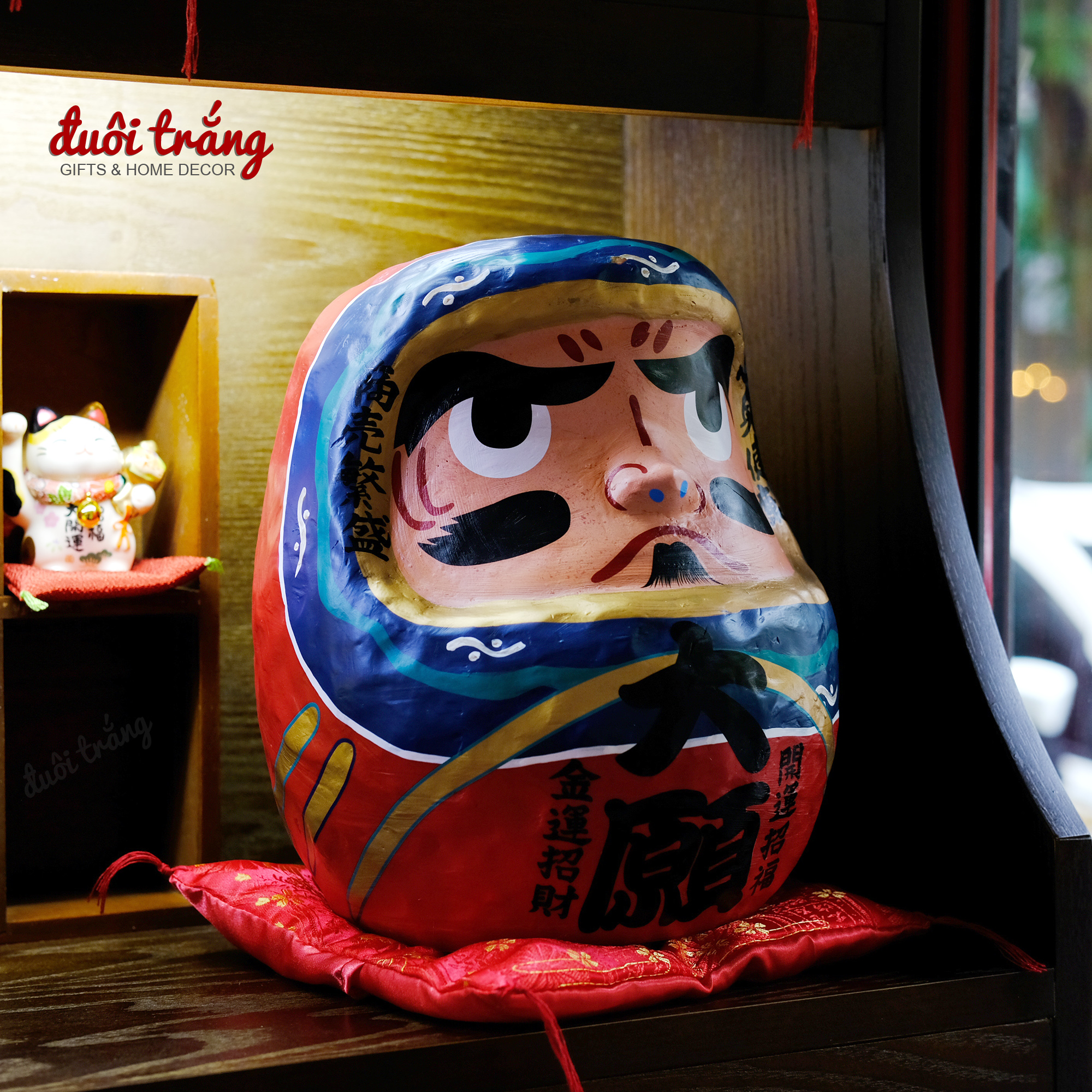 Tượng Daruma đất nung Truyền thống 25cm - Hãng Jinshi