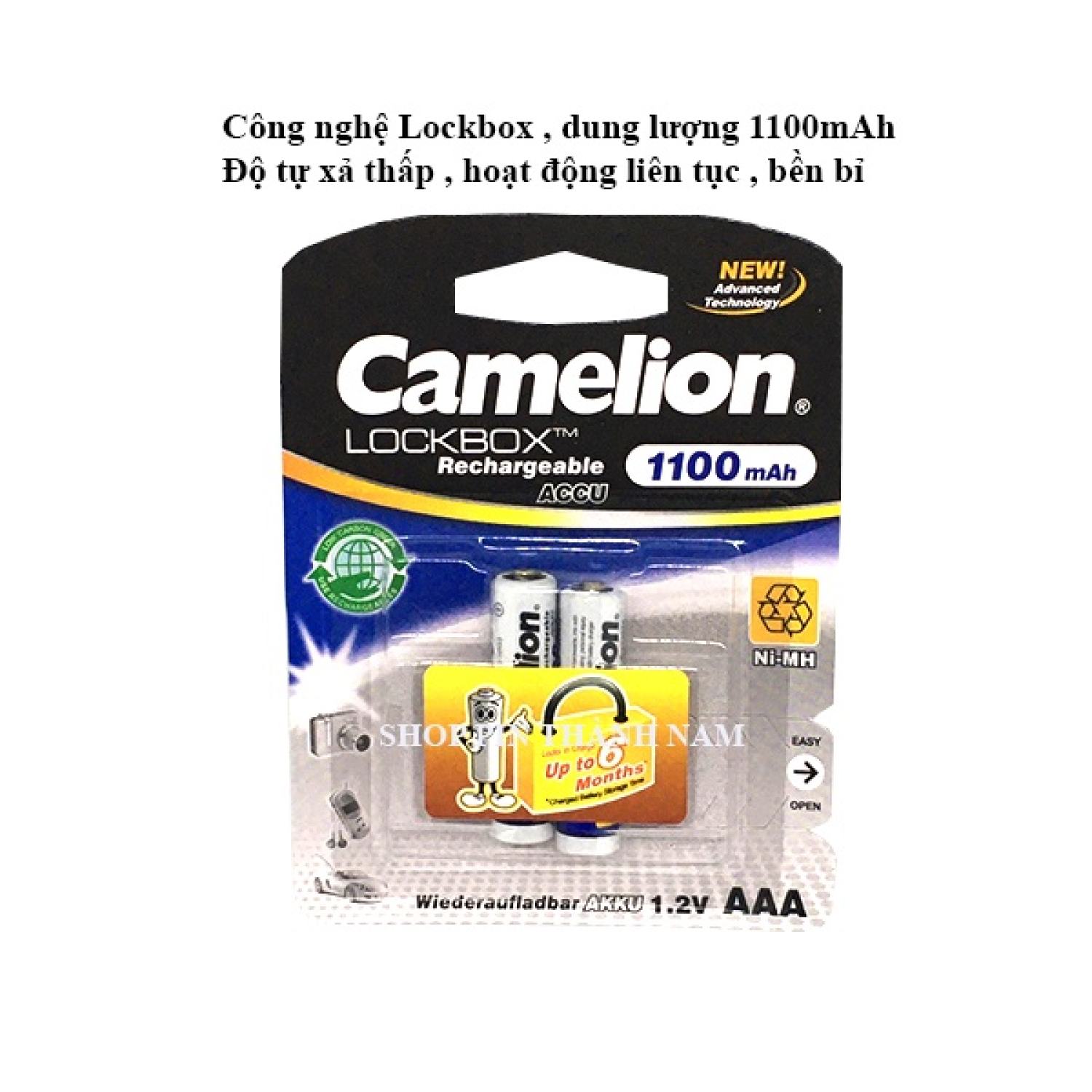 Pin sạc AAA Camelion 1100mah 1,2V vỉ 2 viên