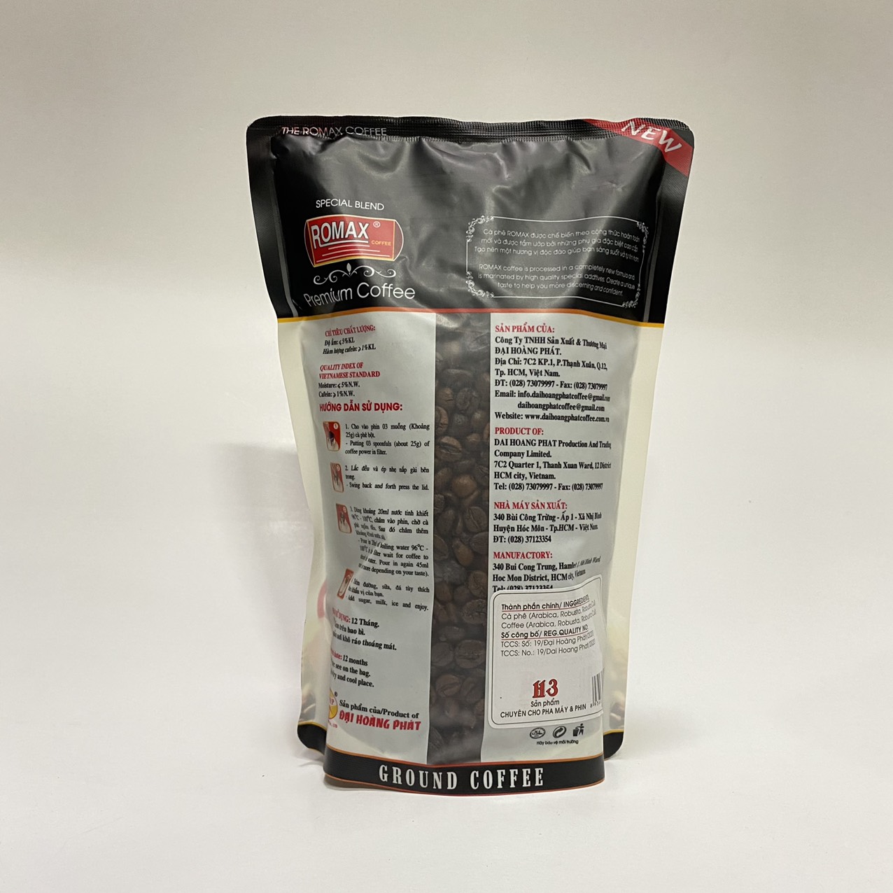Cà phê hạt rang mộc ROMAX H3 Arabica Robusta - Romax Coffee (dùng pha máy)