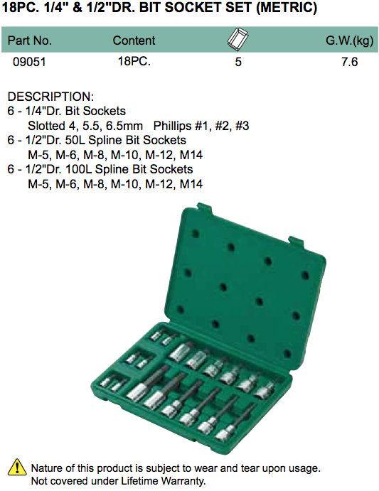 Bộ tuýp 18 chi tiết SATA 09-051 1/4inch (Xanh)