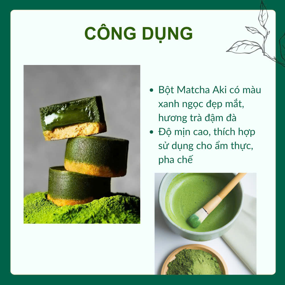 Bột Matcha AKI Nhập Khẩu Nhật Bản Chính Hãng, Dùng Trong Pha Chế, Làm Bánh, Đắp Mặt Nạ, Trà Đạo