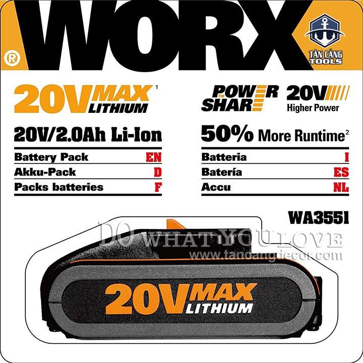 Pin Lithium Worx WA3551 20V 2Ampe