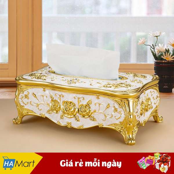 Hộp đựng khăn giấy ăn cao cấp mạ vàng, bạc (lựa chọn màu) GDHK560