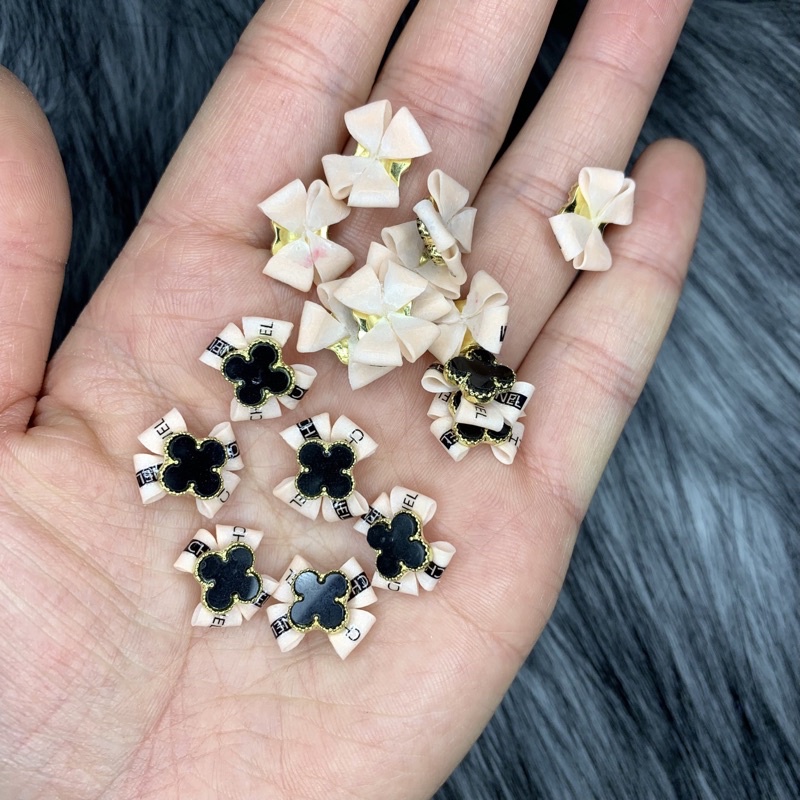 Hoa nơ charm ,hoa bột gắn móng trang trí nail