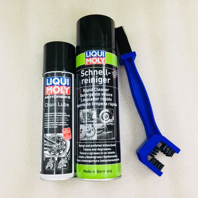 Combo Liqui Moly Motor Bike Rapid Cleaner ( Mẫu mới ) & Chain Lube 250ml & Chà Sên