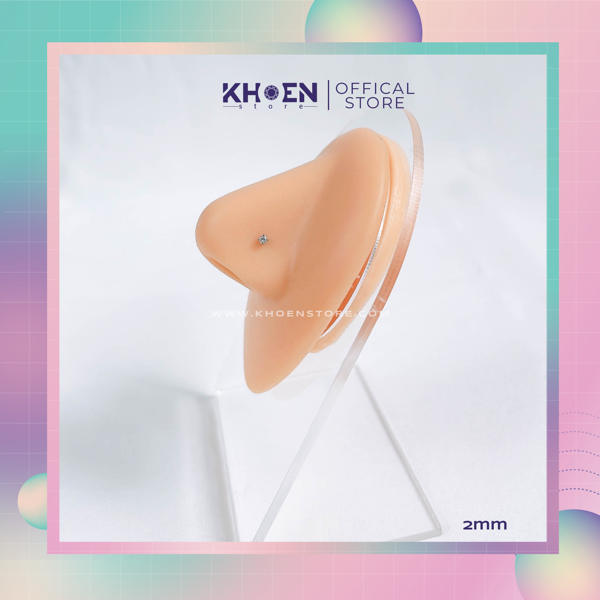 (1 Chiếc) Khuyên Mũi Đá chấu thân thẳng - Khoen Store