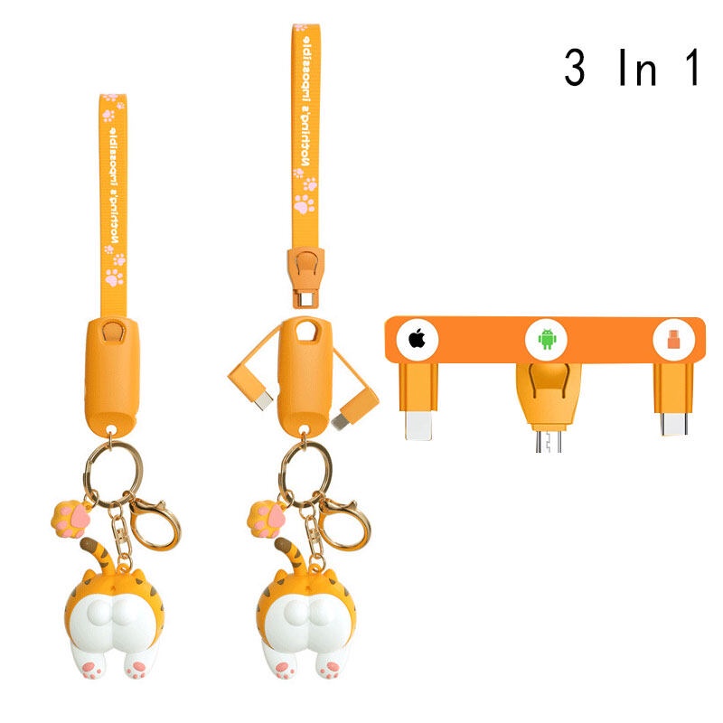 Cáp sạc hình mông mèo đa chức năng Baseus - Cáp sạc 3in1 Micro USB/Type C/Lightning