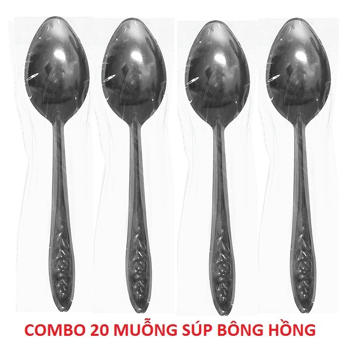 [HCM][COMBO 10] MUỖNG ĂN CƠM BÔNG HỒNG cán dài 18cm