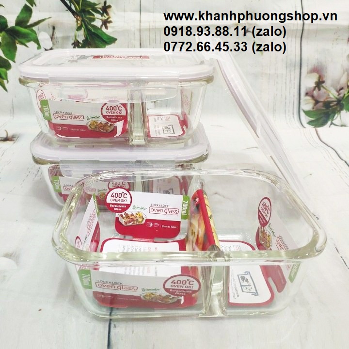 [HCM]hộp cơm thủy tinh lock&lock - hộp cơm thủy tinh lock&lock 2 ngăn