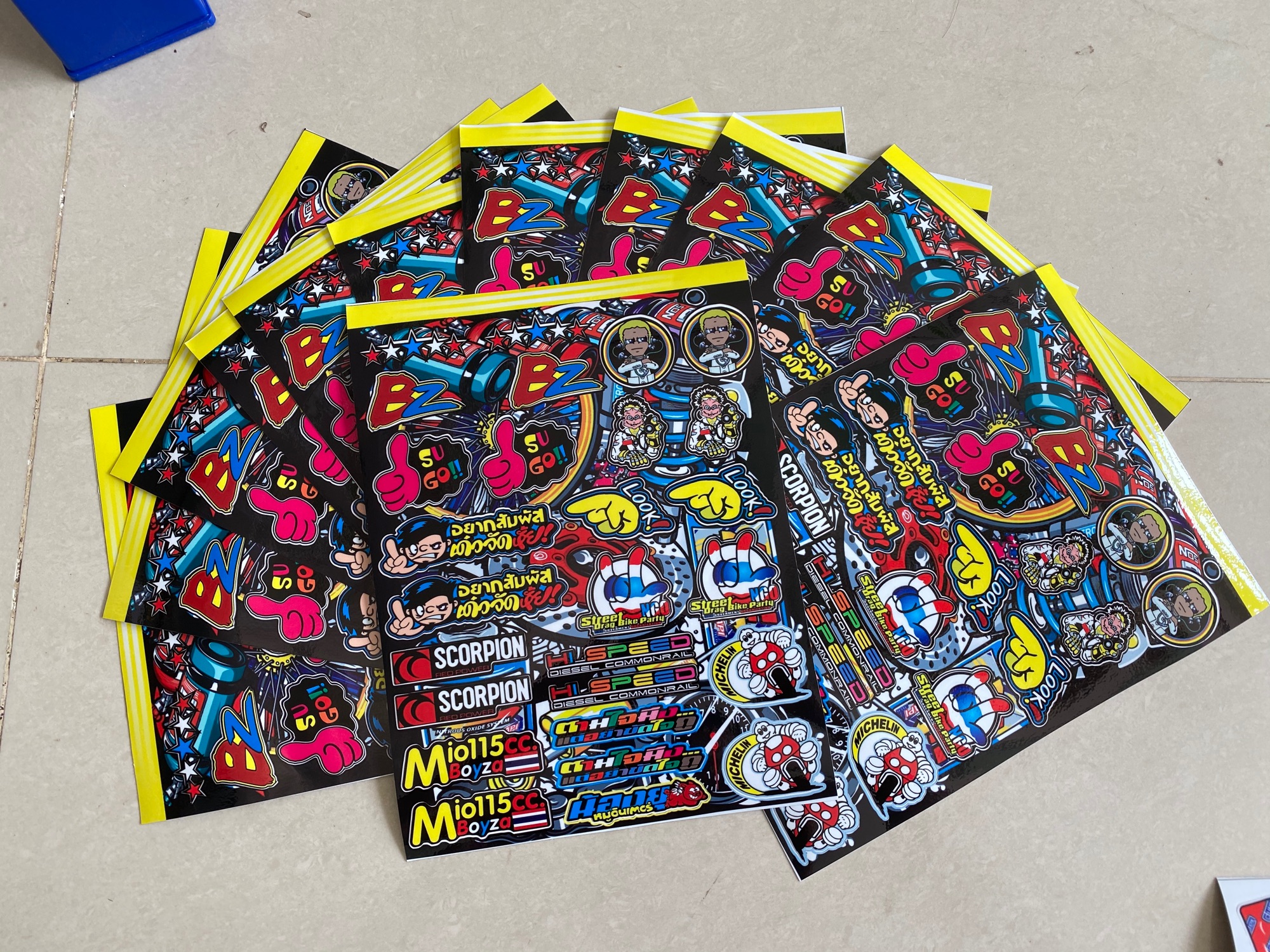 Combo tem sticker thailan kích thước A4