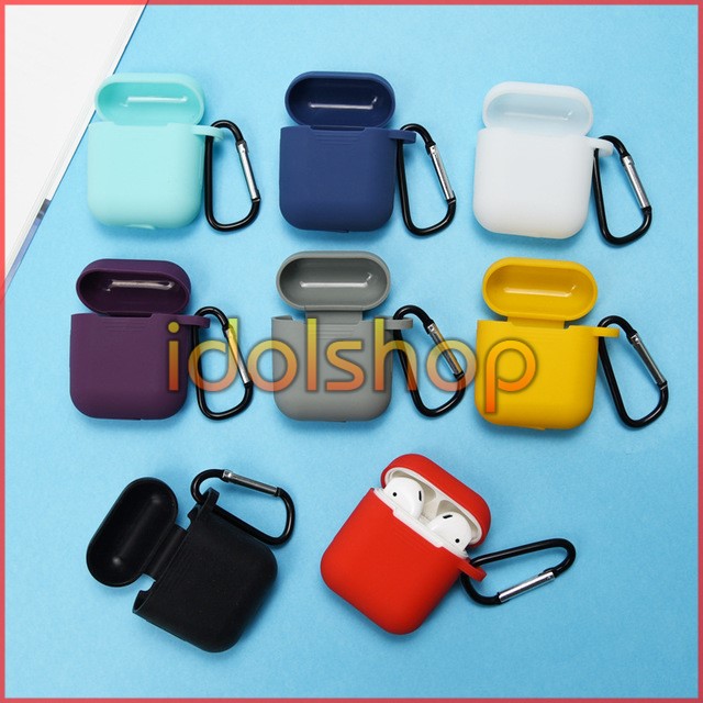 Bao silicon trơn Airpod /Airpods bảo vệ tai nghe Blutooth Apple có móc đeo