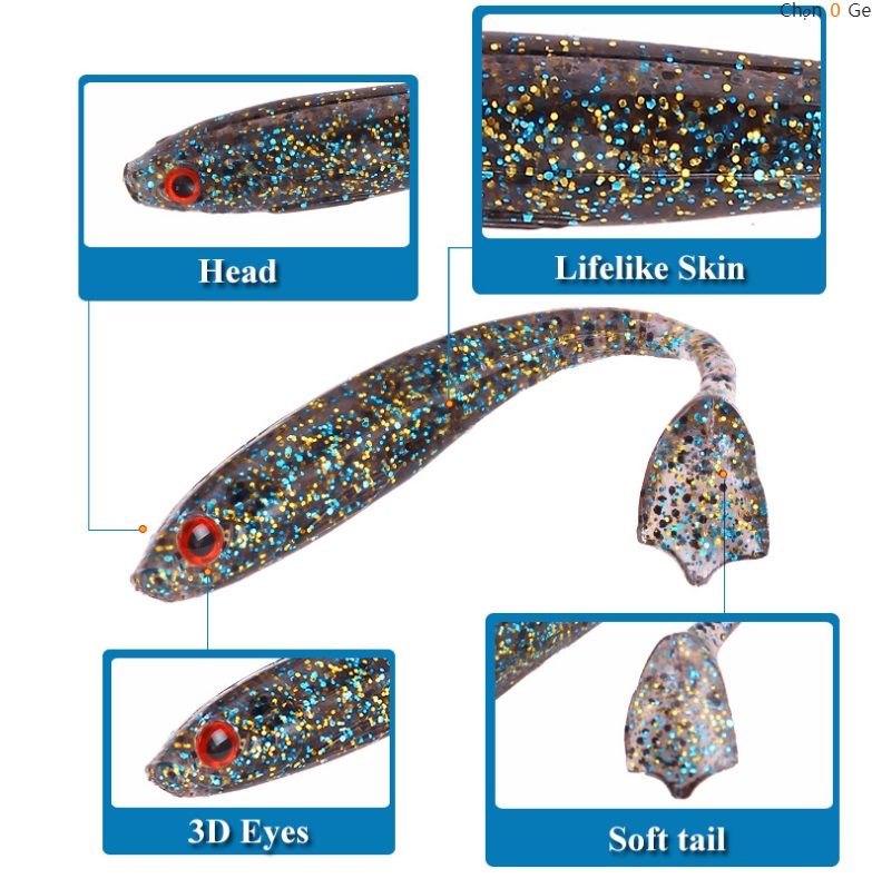 combo 9 Mồi mềm câu lure - câu cá lóc - mồi mềm nff 5g/8.4cm