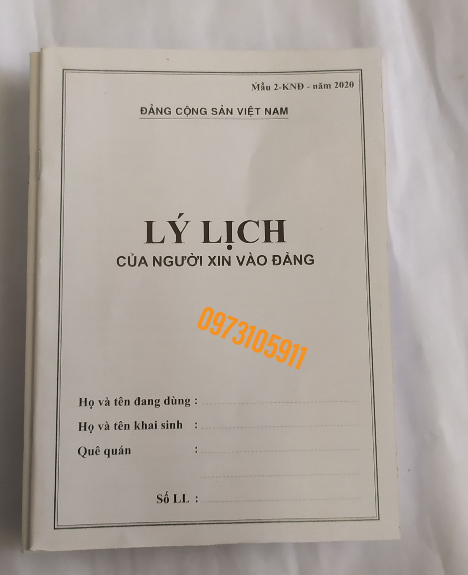 Lý lịch đảng viên ( 10 quyển) mẫu 1-hsdv