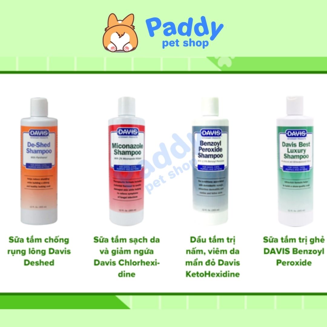 Sữa Tắm Davis Viêm Da & Nhiễm Khuẩn Cho Chó Mèo (355ml)