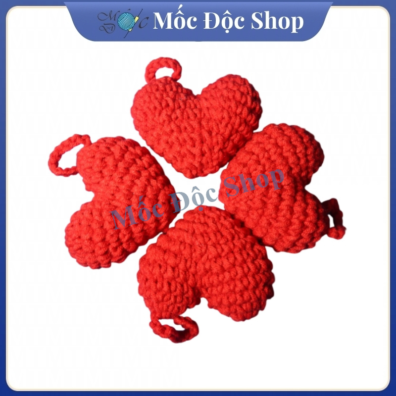 Móc khóa len handmade trái tim