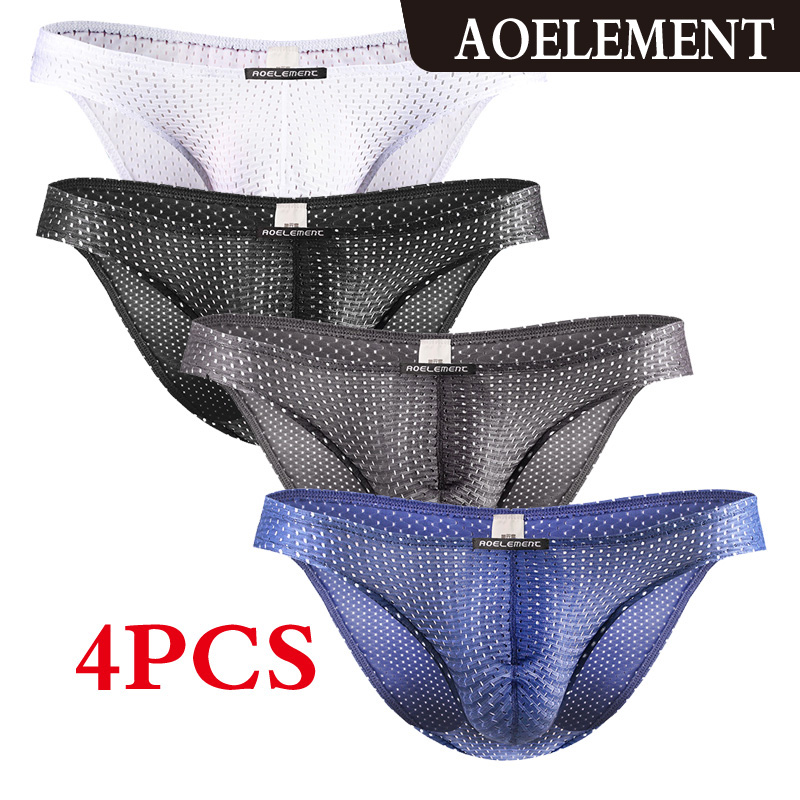 AOELEMENT 4PCS bộ Đồ Lót Nam Quần Đùi Lưới Cotton Quần Đùi Đồ Lót Gia Đình
