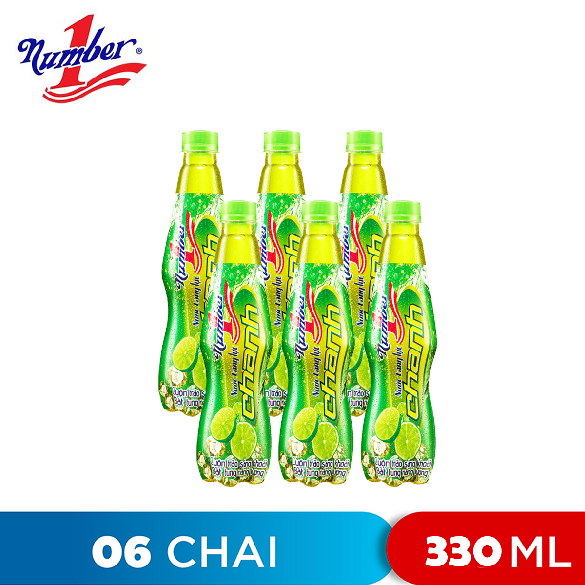 Lốc 6 chai nước tăng lực vị chanh energy drink lemon flavour number 1