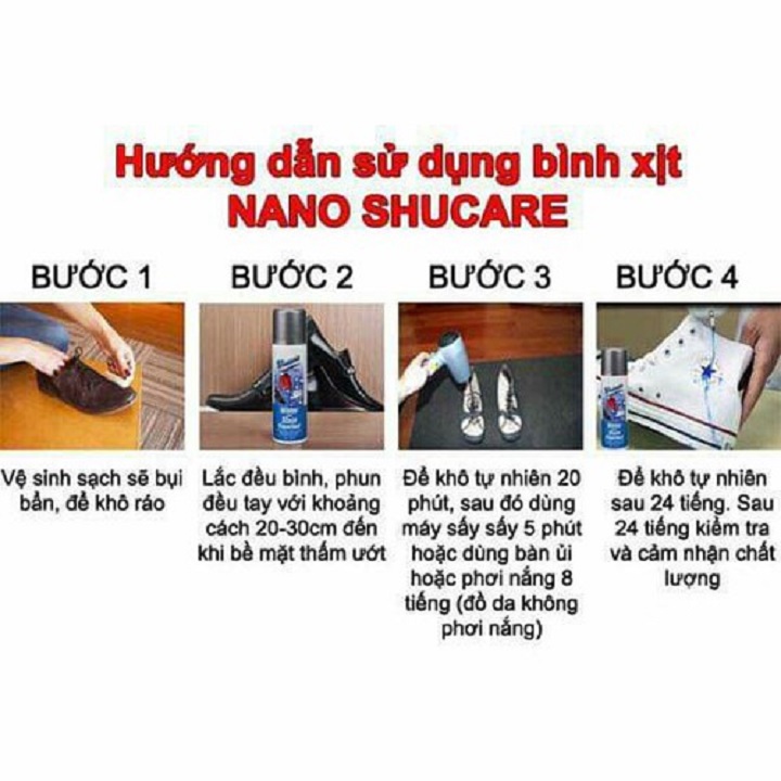 Bình xịt chống thấm nước giày dép, đồ da phủ Nano