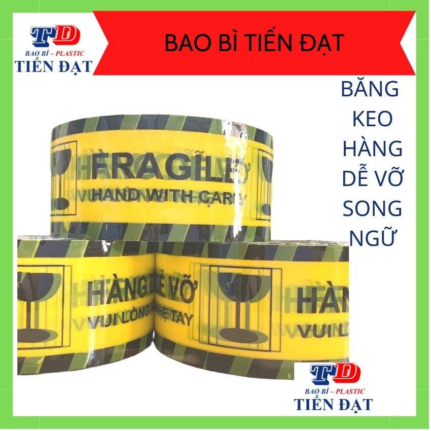 Combo 6 cuộn băng keo hàng dễ vỡ, loại 1 kg, dùng để dán thùng, chất keo dính bền, chặt, không bị đứt