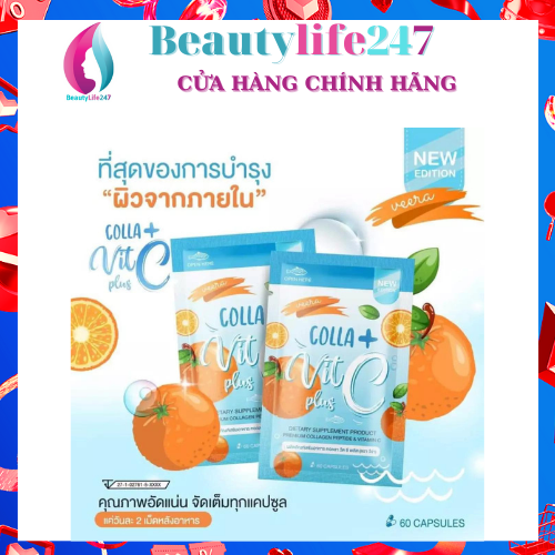 [HCM]Viên uống trắng da collagen COLLA VIT C PLUS THÁI LAN (gói 60 viên)