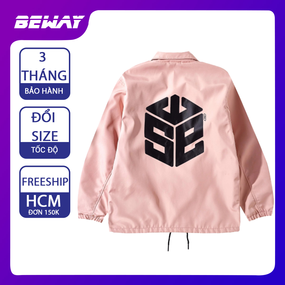 Áo khoác gió đẹp unisex nam nữ SWE đen hồng form rộng vải dù 2 lớp đẹp phong hàn quốc hoodie  BeWay