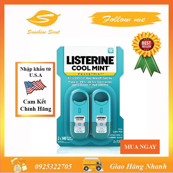 [HCM]COMBO 2 XỊT THƠM MIỆNG LISTERINE (7.7ml)