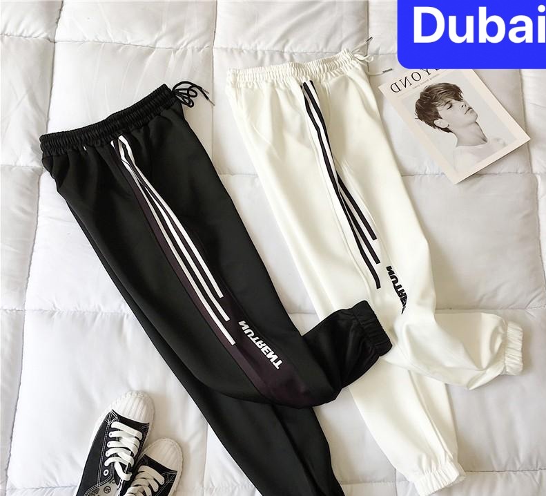 QUẦN JOGGER THỂ THAO HIPHOP NAM NỮ 3 SỌC CHỮ NUTRENT CHẤT NỈ DÀY DA CÁ CAO CẤP- DUBAI FASHION