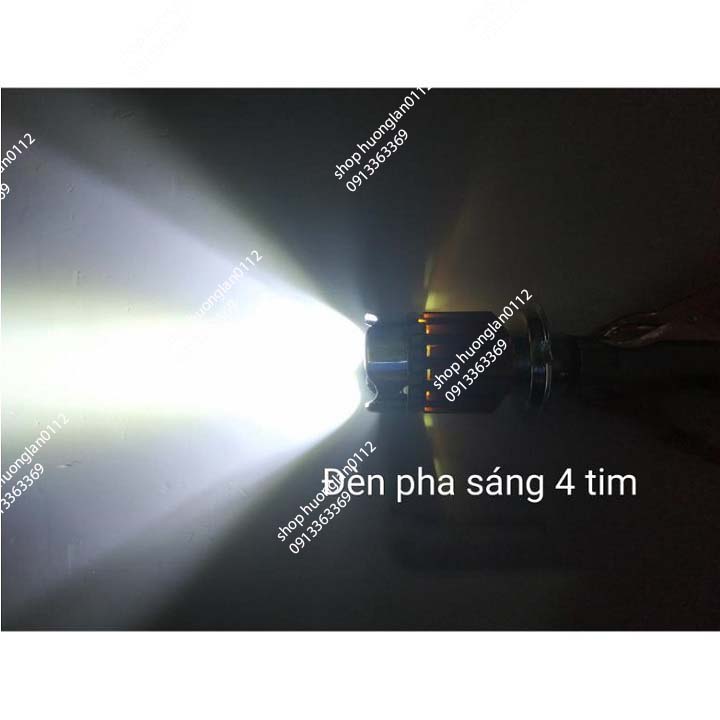 Đèn pha Led xe máy 7 màu 4 tim chân H4
