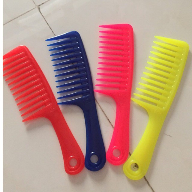 Lược răng thưa chải tóc xoăn tóc rối giá rẻ nhiều màu dùng trong salon tóc