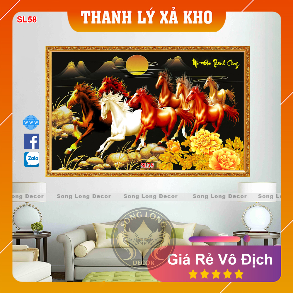 Tranh Dán Tường Mã Đáo Thành Công - SL58-Tranh 3d Phong Thủy - Song Long Decor