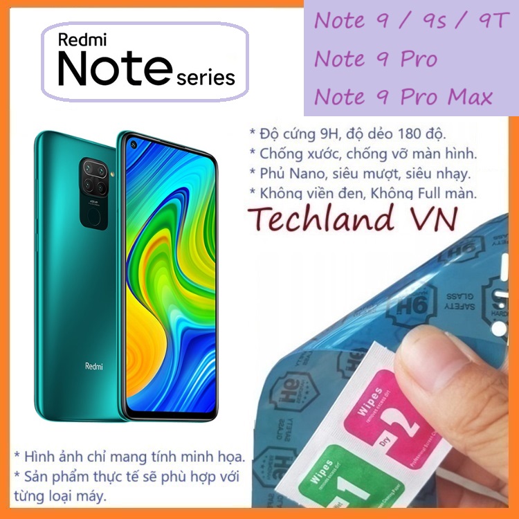 Cường Lực Phủ Nano Xiaomi Redmi Note 9 / 9s / 9T / 9 Pro / 9 Pro Max - Trong Suốt, Không Full Màn, Không Viền Đen