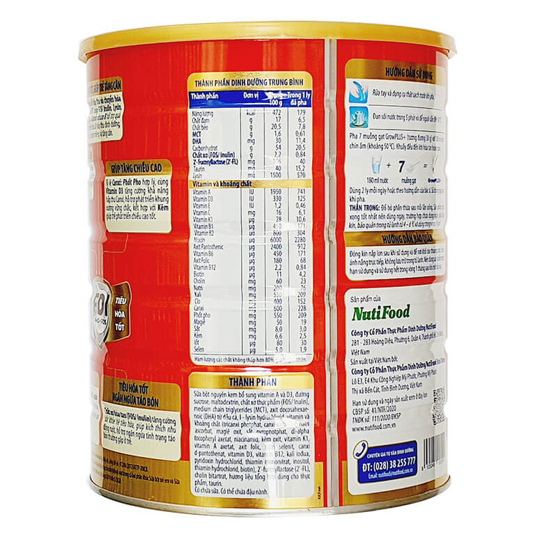 Sữa Bột Nutifood Grow Plus đỏ 1.5kg