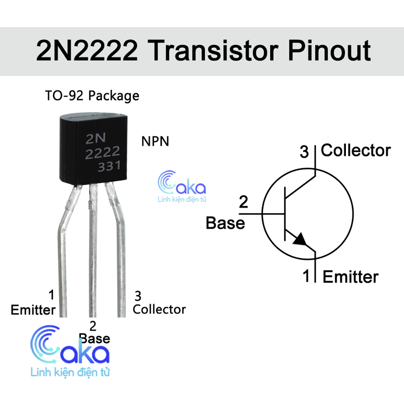 Gói 10 con transistor bjt 2n2222 npn 40v 1a to-92