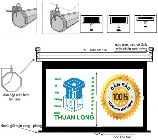 Màn chiếu treo tường Dalite 1m8 x 1m8