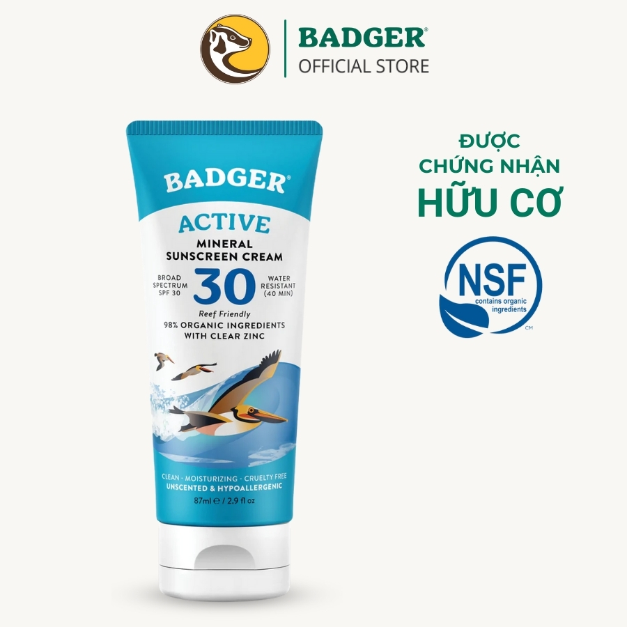 Kem chống nắng BADGER Active SPF 30 – 87mL