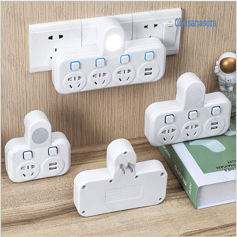 Bộ chuyển đổi ổ cắm 2 chân - Phích cắm 2 chân chia nhiều chỗ cắm usb led, ổ cắm đa năng, phich cắm điện