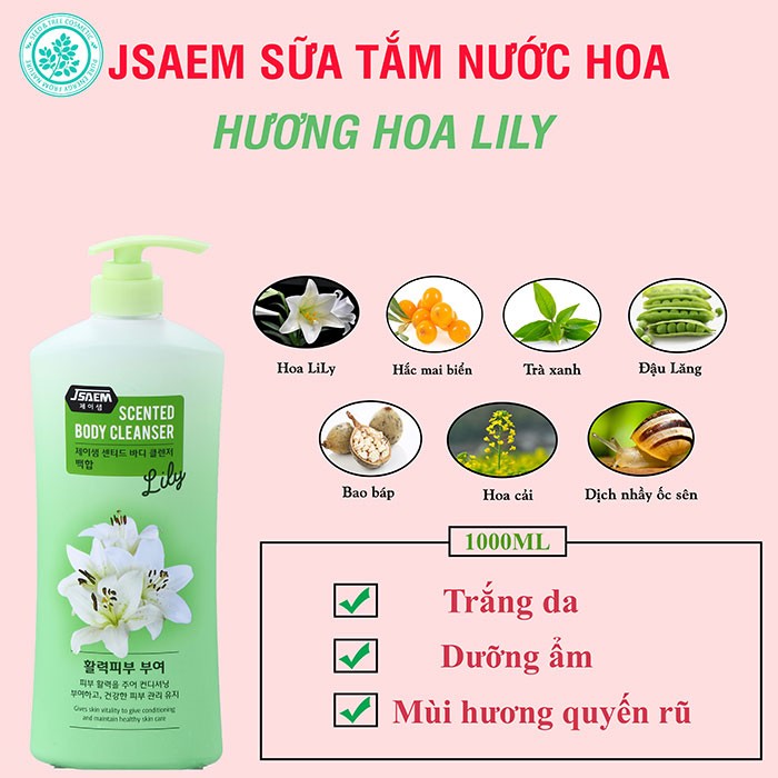 SỮA TẮM NƯỚC HOA JSAEM Thể tích : 1000ml