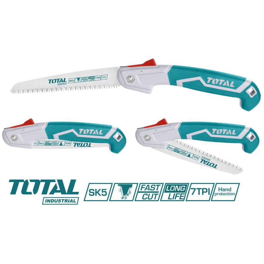 Cưa cành cầm tay dạng xếp TOTAL THFSW1806 7" Cưa gỗ cầm tay siêu sắc bén, lưỡi cưa SK5, chống cong gãy, rỉ sét - Cưa tay sứa gập dụng cụ làm vườn cắt tỉa cây cảnh