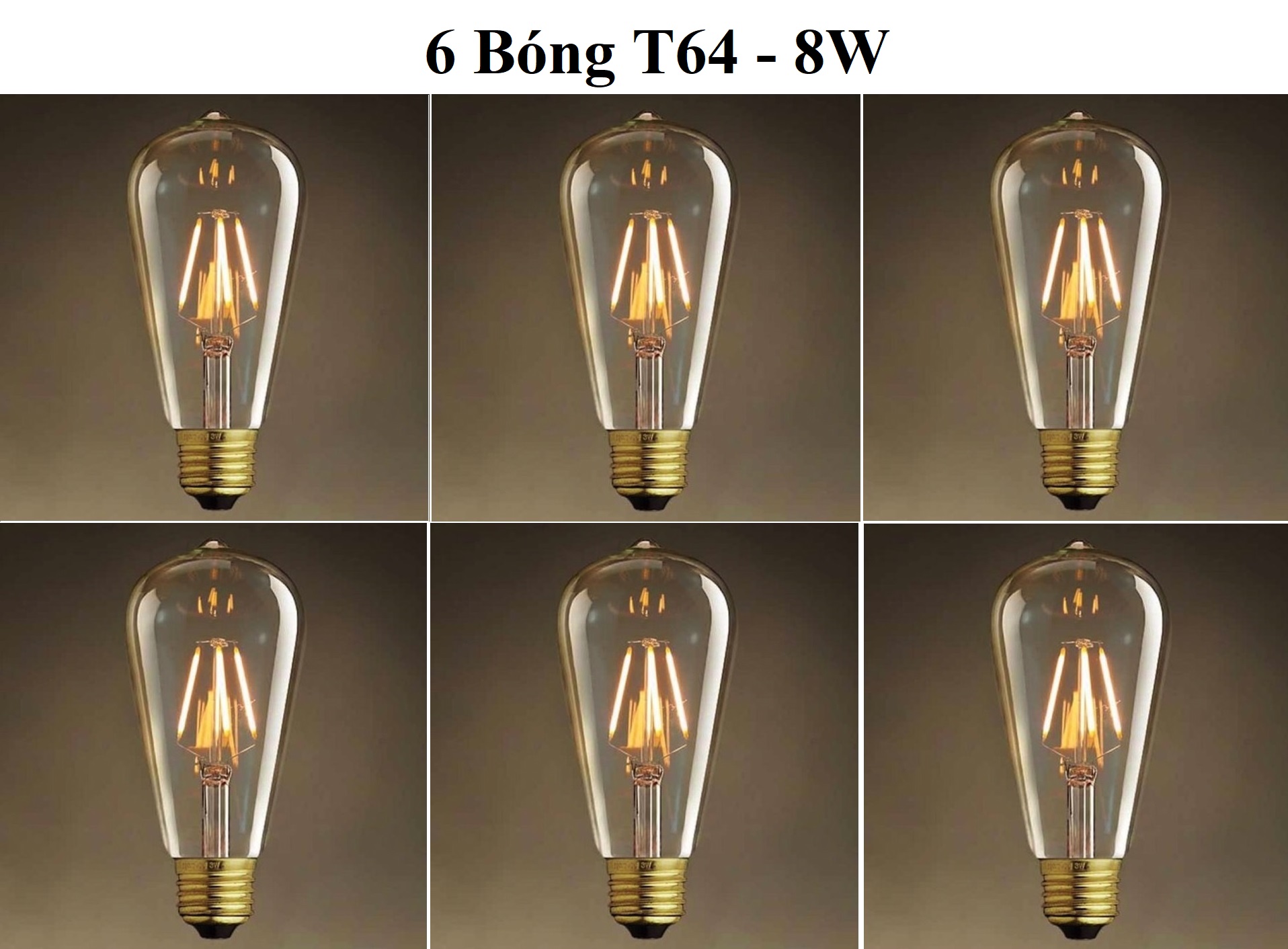 Bộ 6 Đèn led Edison T64 4w trang trí nghệ thuật