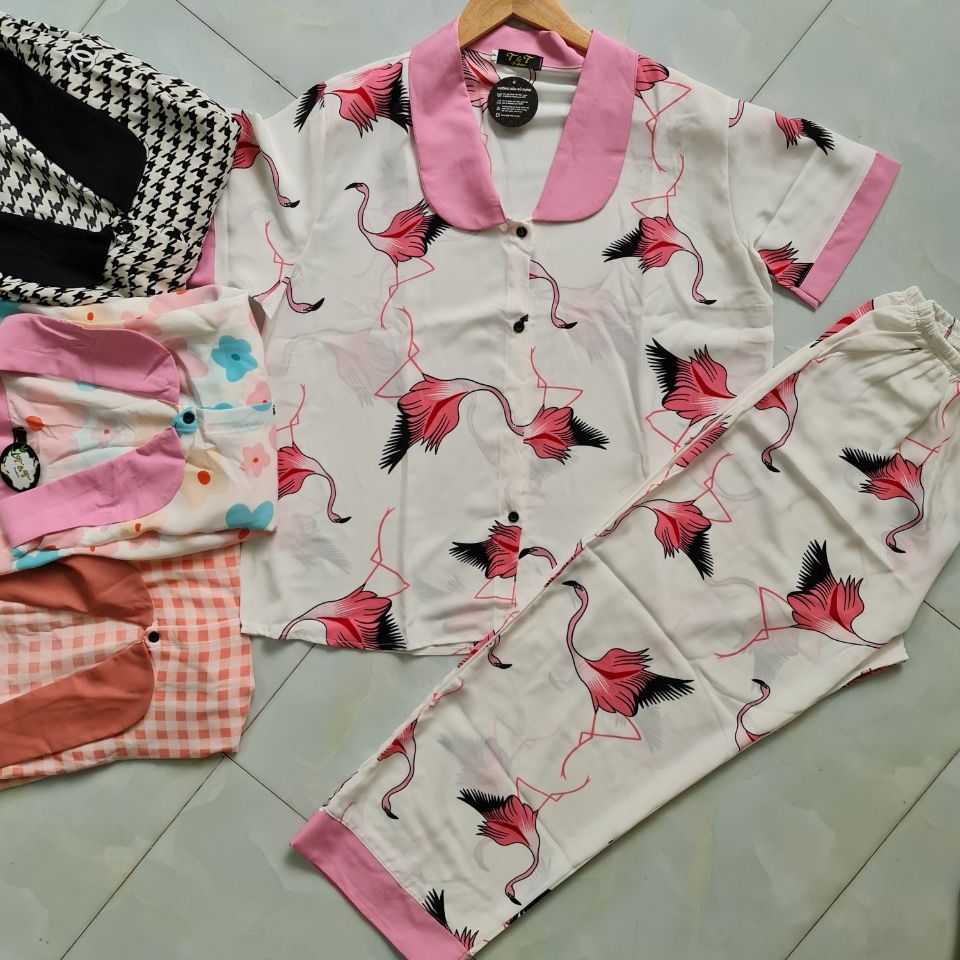 Pijama Nữ Lụa SATIN siêu mượt quần dài Cao Cấp Mộc shop, Đồ Pijama nữ lụa mặc ngủ, Đồ ngủ nữ bộ mặc nhà