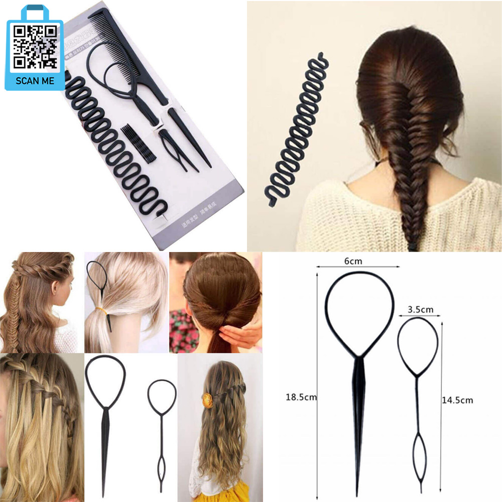 Phụ kiện tóc nữ, Dụng cụ tạo kiểu tóc 5 món đa năng - thương hiệu VỢ CHỒNG TÔI