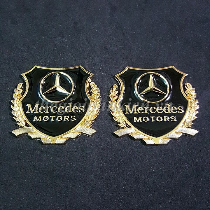 Bộ 2 Logo dạng Bông lúa theo xe Mercedes
