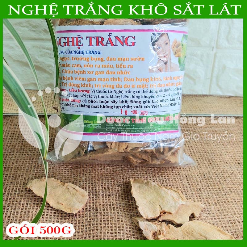 Dược liệu củ nghệ trắng khô sạch đóng gói 500gram