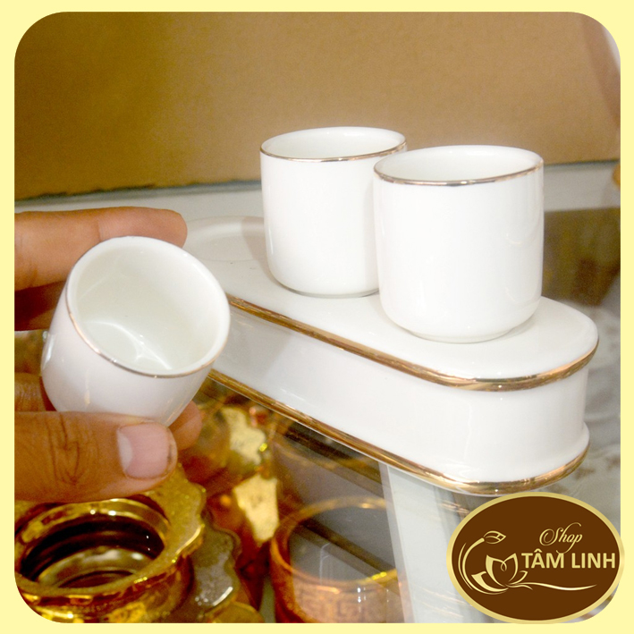 Án ba-Bộ ba ly nước thờ cúng bàn thờ GỐM SỨ CAO CẤP
