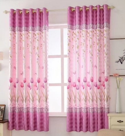 Rèm khoen vải dày treo cửa chống nắng tốt 99% - 2m cao hoa tulip tt114