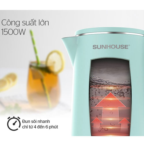 Ấm Siêu Tốc Inox 2 Lớp 1.8L Sunhouse SHD1351
